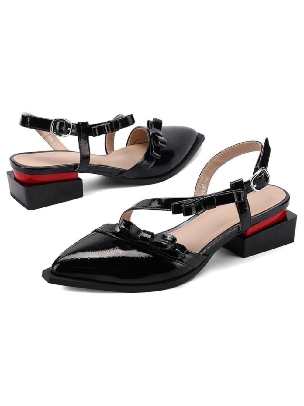 Women's Black Pointed Toe Low Block Heel Pumps Office Work Comfort Shoes Size 11